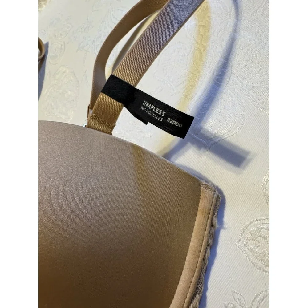Aerie Real Power Convertible Strapless or Straps Push Up Bra Beige 32DDD NEW NWT
